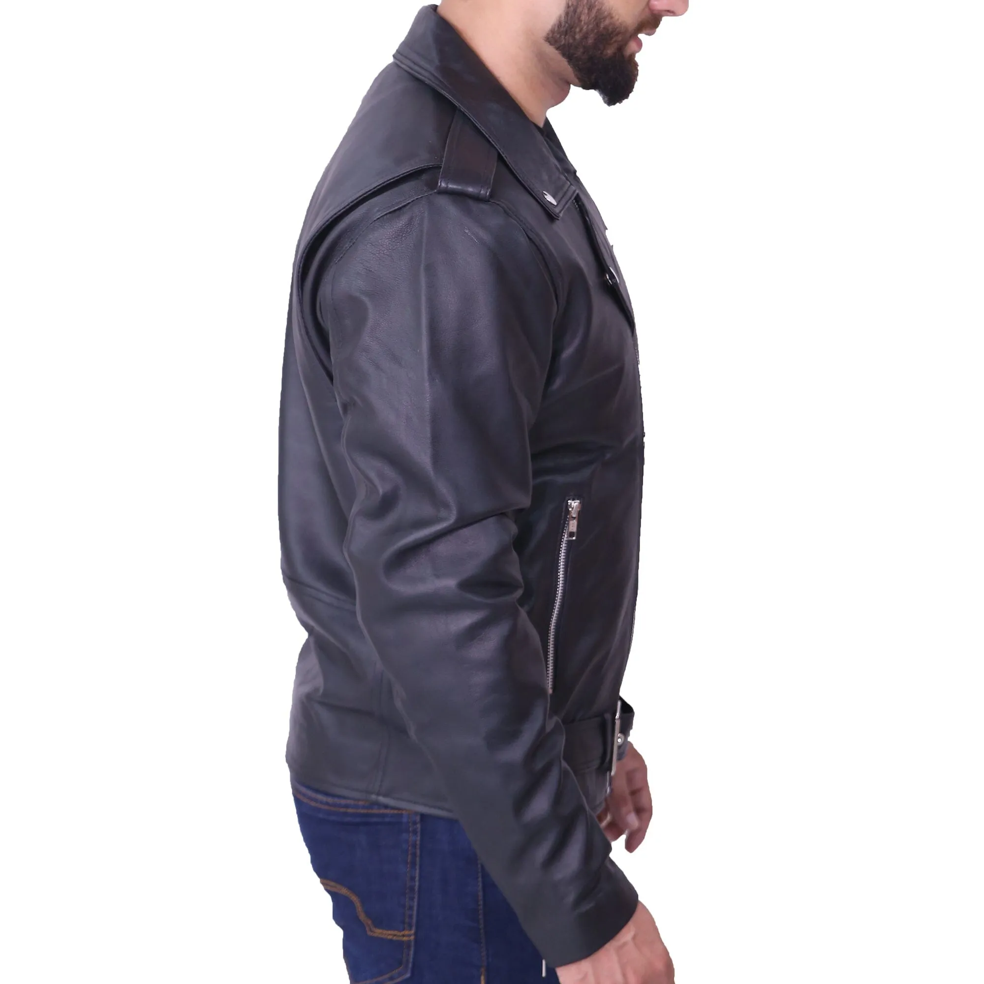 Men's Slim Fit Adam Levine Black Leather Jacket