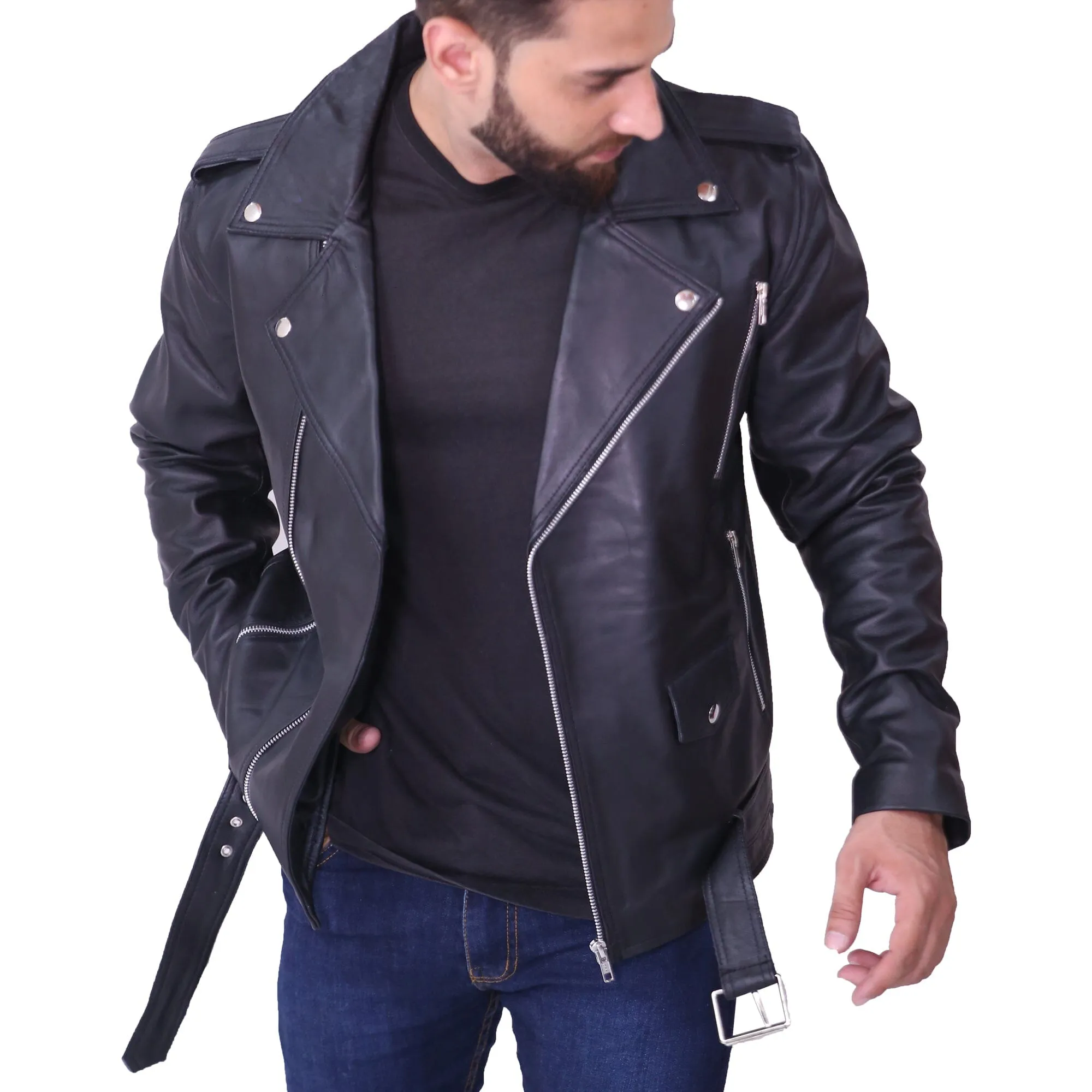 Men's Slim Fit Adam Levine Black Leather Jacket