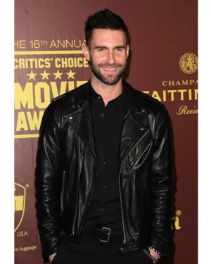 Men's Slim Fit Adam Levine Black Leather Jacket