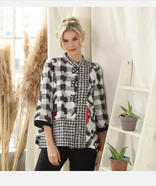 Moonlight Mixed-Media Print Jacket/ Blouse - 3819