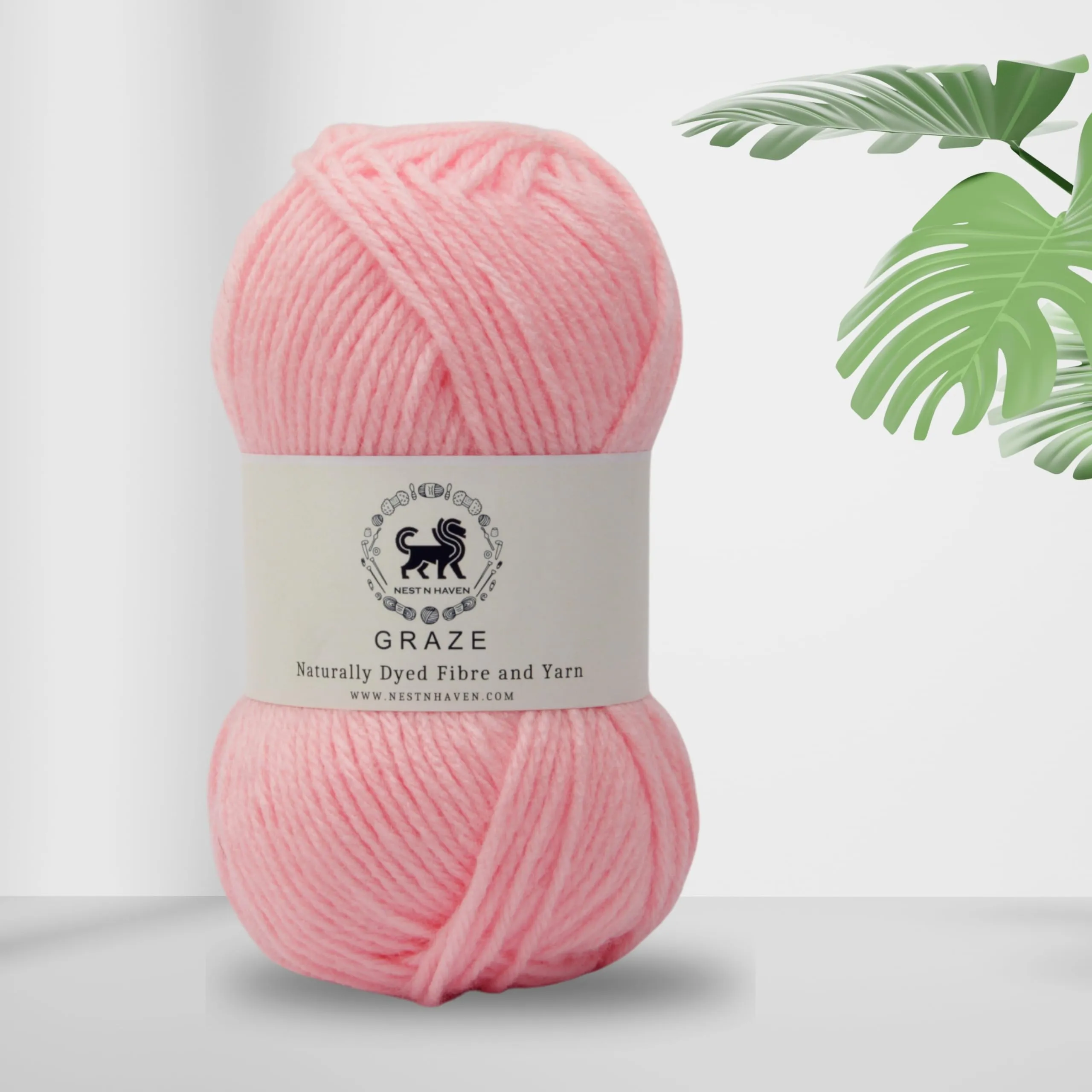 Nestnhaven Acrowools Graze Hand Knitting and Crochet Yarn. Pack of 1 Ball - 100gms. Shade no - NNHG0015 (Baby Pink)