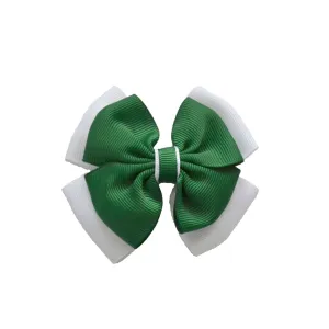 Opal Bow Hair Clip Green / White