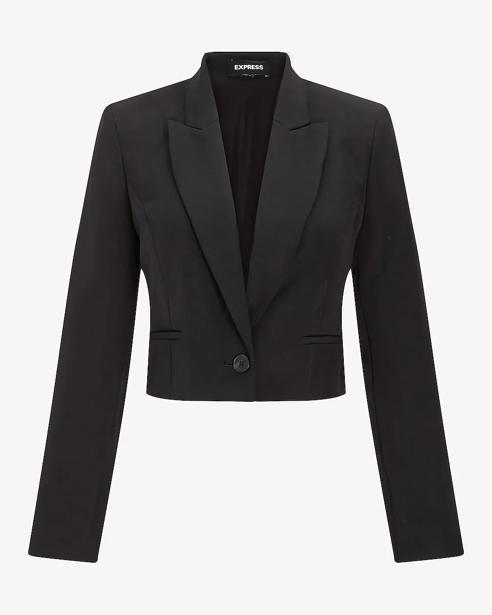 Peak Lapel Cropped Blazer in Pitch Black