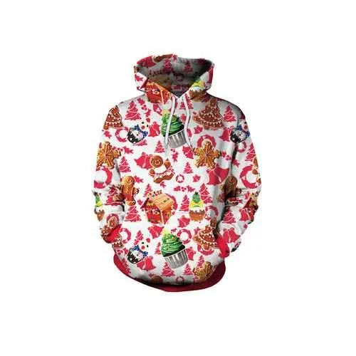 Plus Size Casual Women Christmas Hooded Sweatshirts