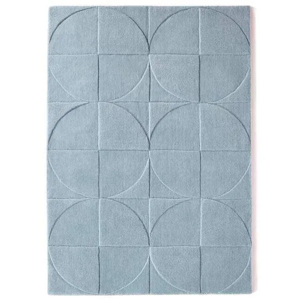 Rugberry Round Square Rug - Steel Blue Runner for Bedroom/Living Area/Home with Anti Slip Backing