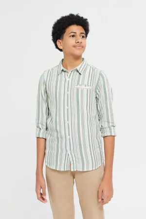 Senior Boys Olive Striped Shirt