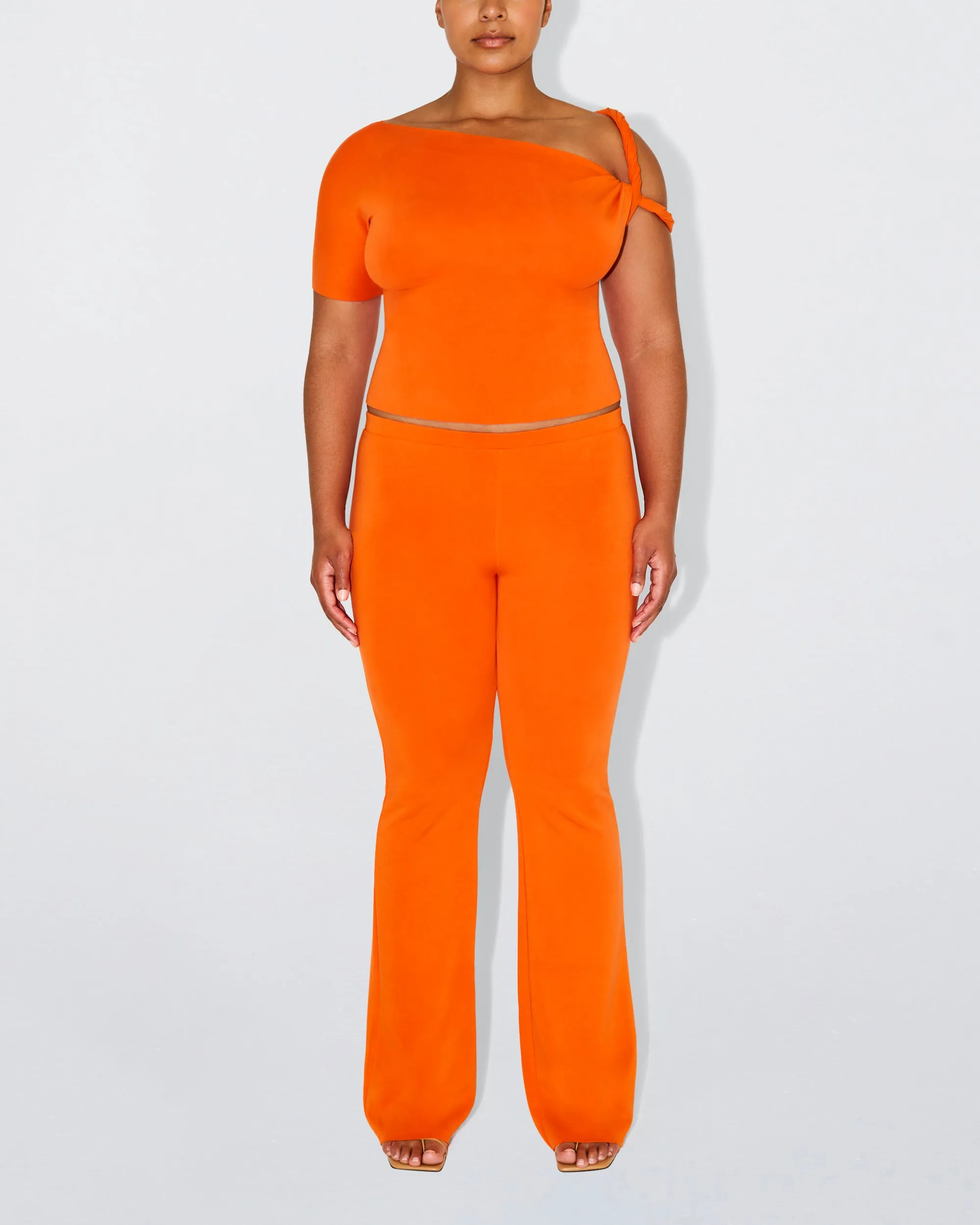 Sueded Stretch Low Rise Pant | Papaya