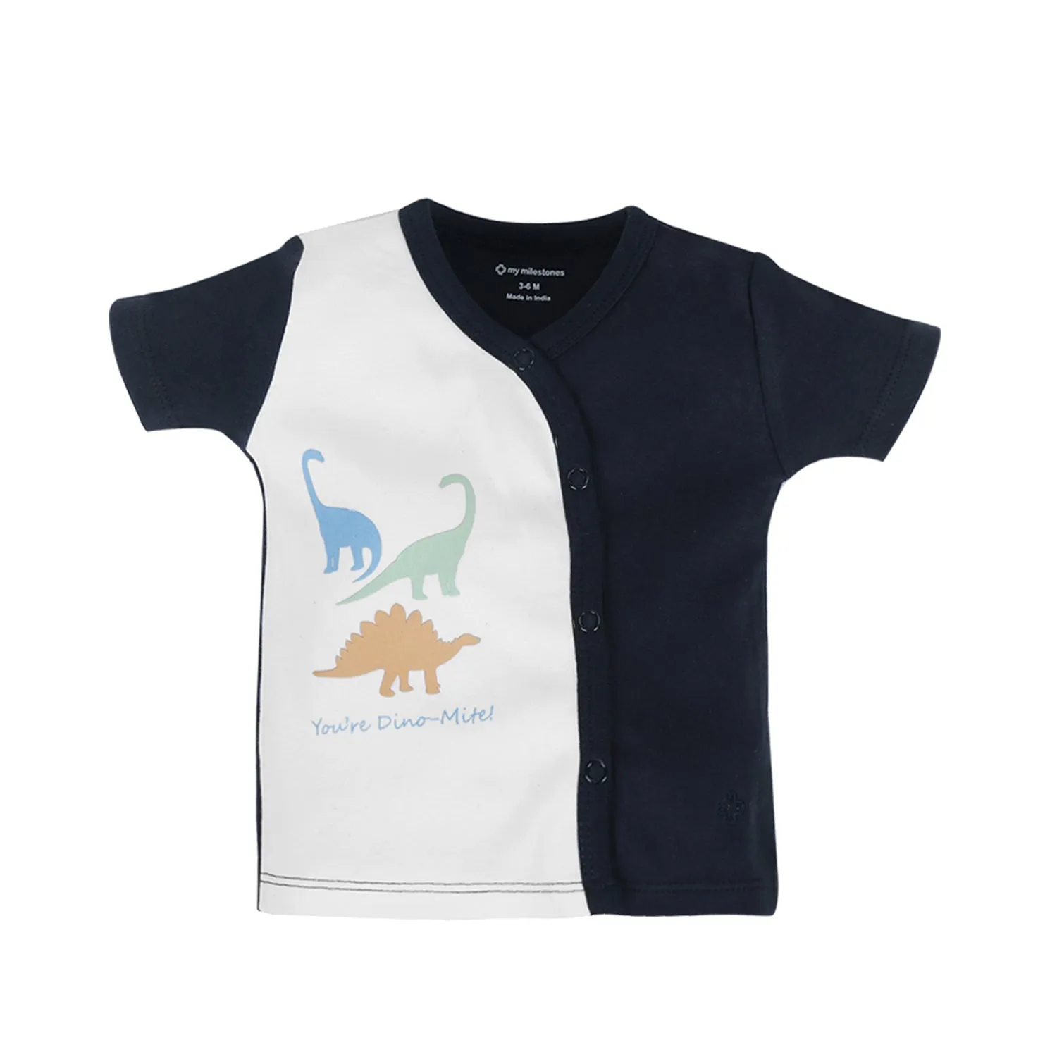 T-Shirt Half Sleeves Boys Grey Dino / Navy Blue -2Pc Pack