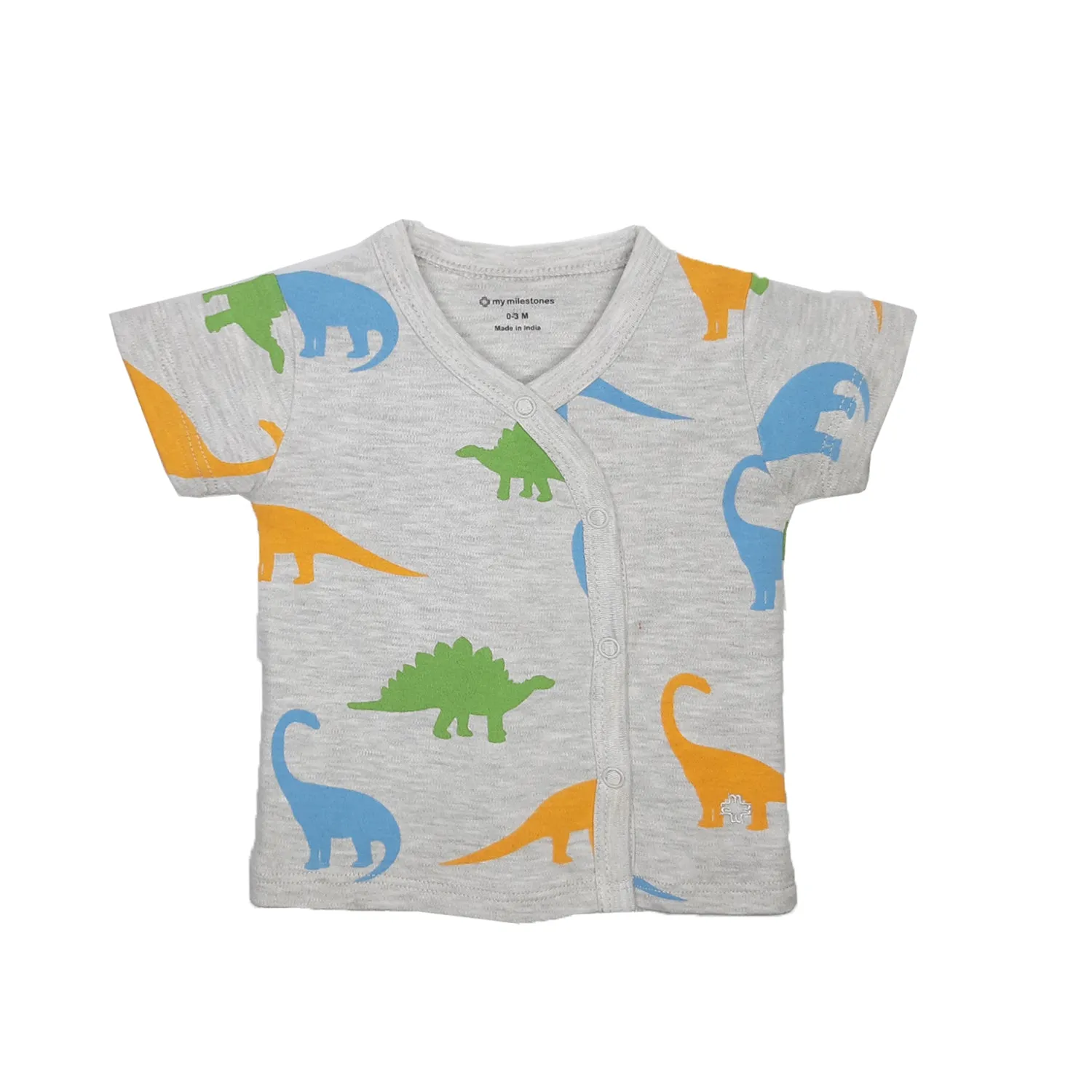 T-Shirt Half Sleeves Boys Grey Dino / Navy Blue -2Pc Pack