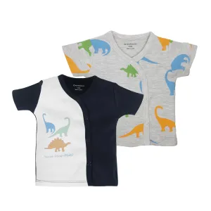 T-Shirt Half Sleeves Boys Grey Dino / Navy Blue -2Pc Pack