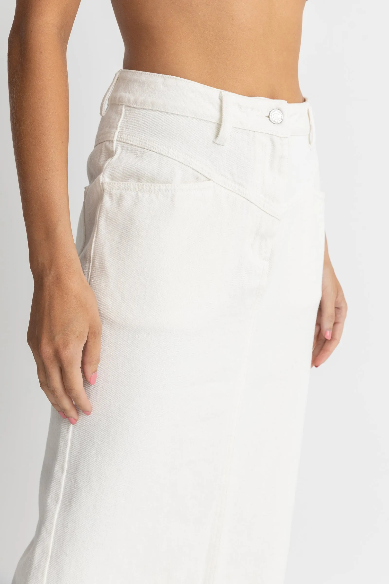 Taylor Denim Maxi Skirt White