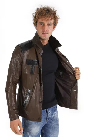 The Pitman Brown Leather Men Jacket