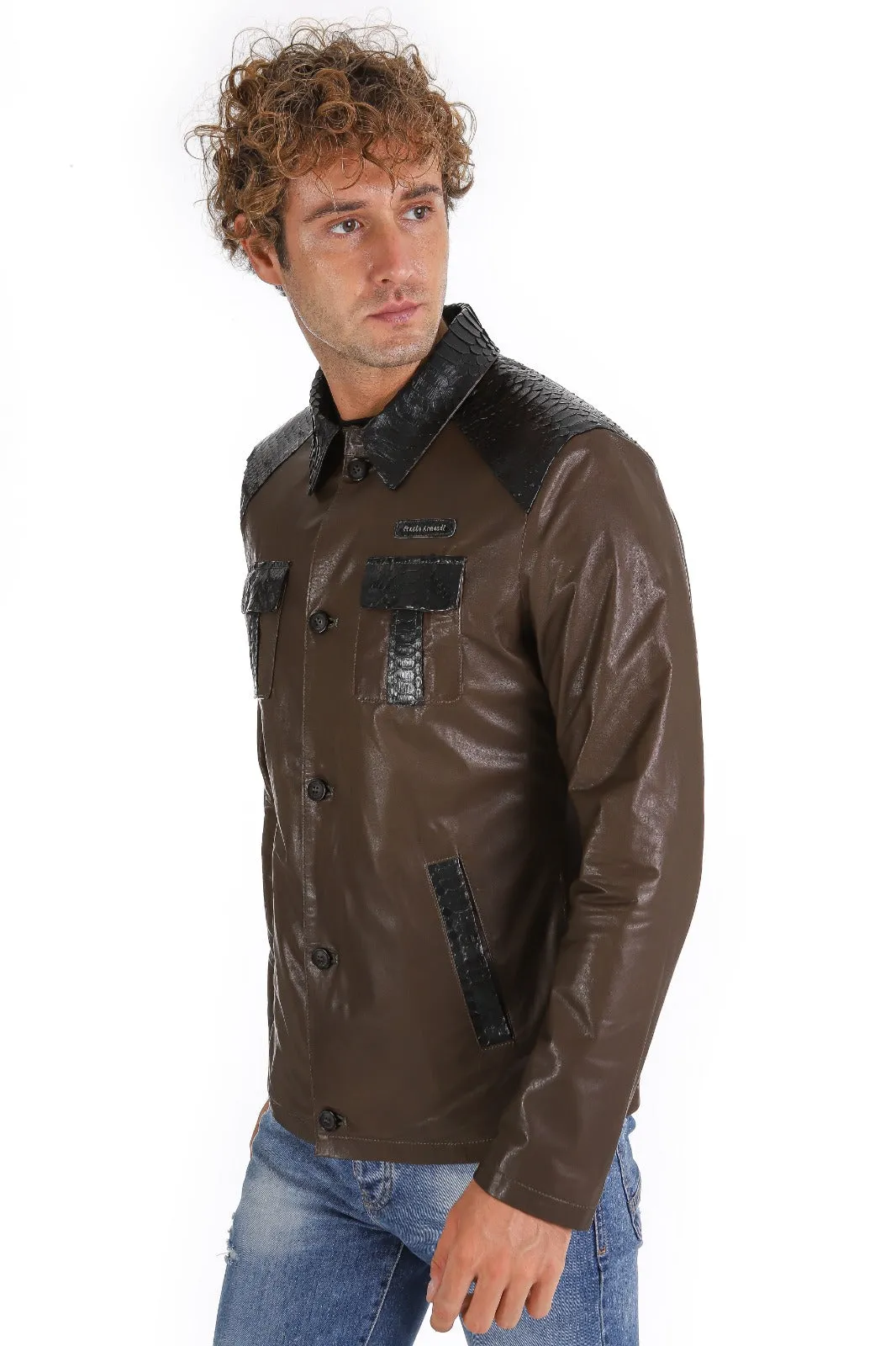 The Pitman Brown Leather Men Jacket