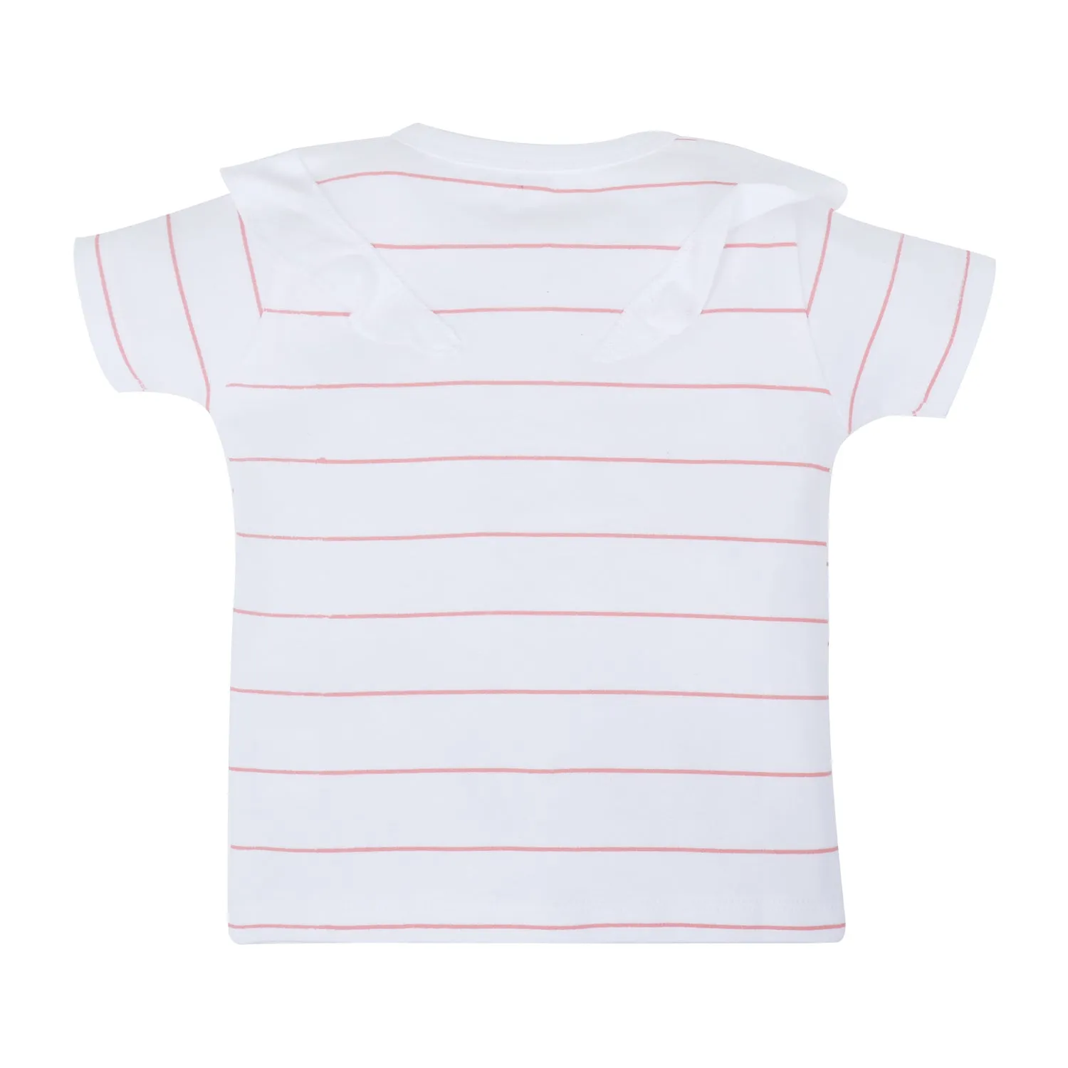 Tops Half Sleeves Girls White Stripes / Pink-2Pc Pack