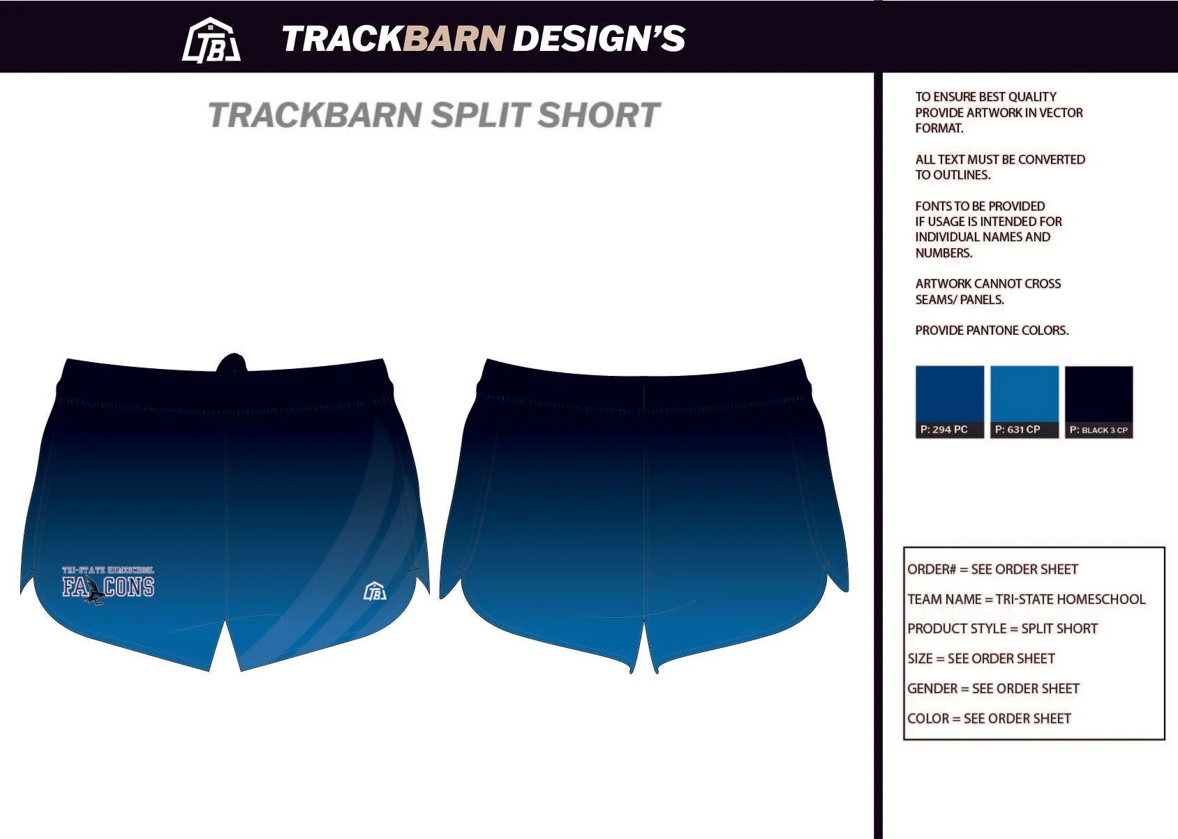 Tri-State-HomeSchool-Falcons Womens Split Track Short