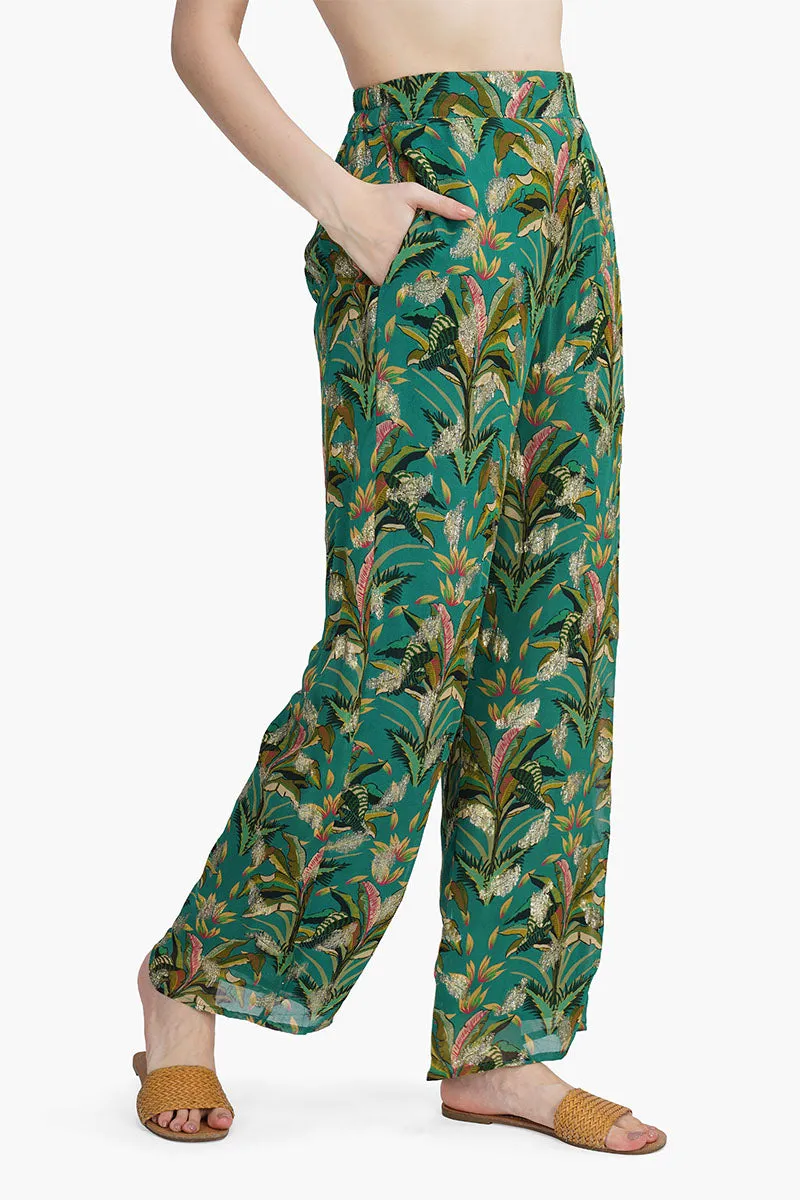 Tropical Ash Leaf Printed Pants