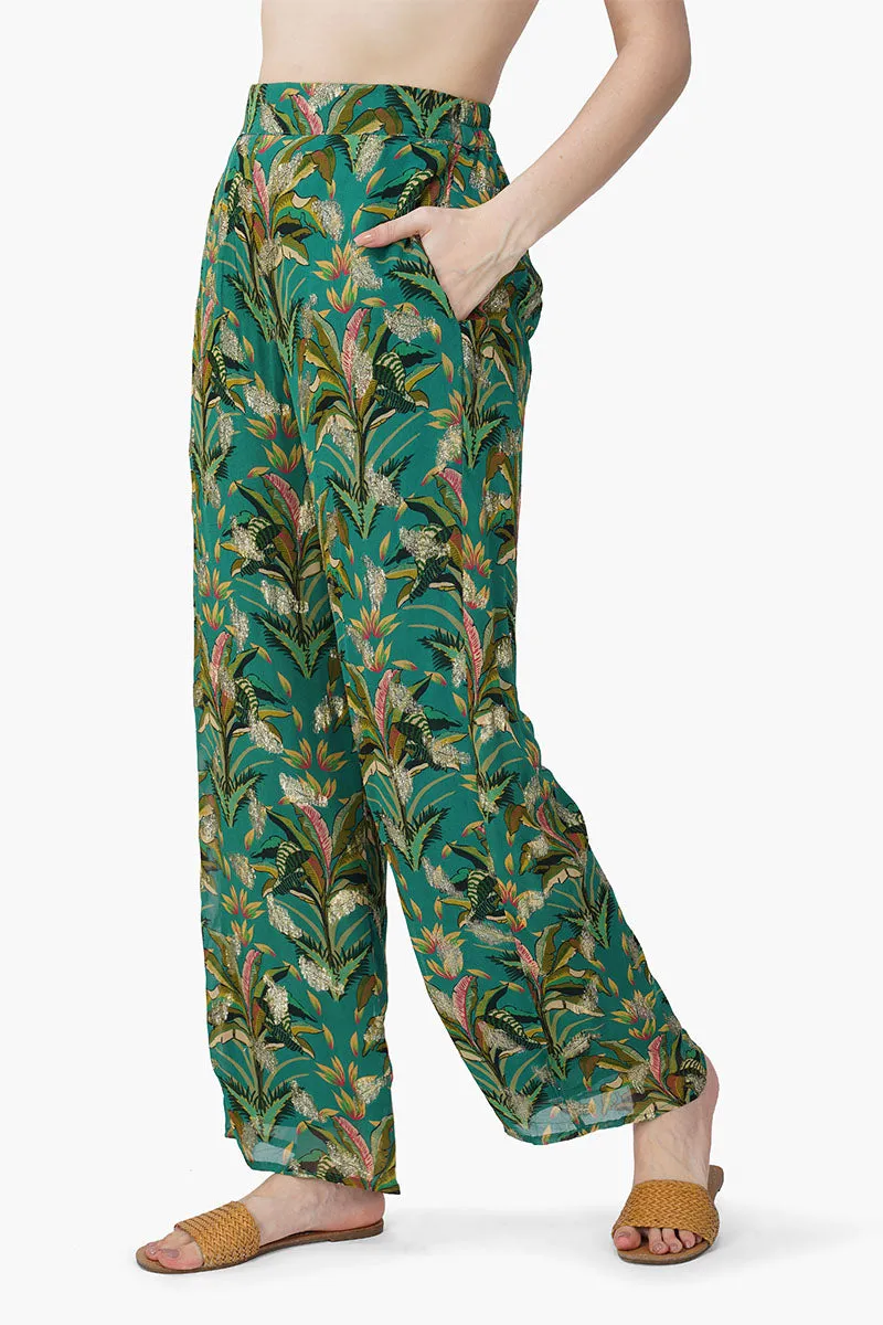 Tropical Ash Leaf Printed Pants