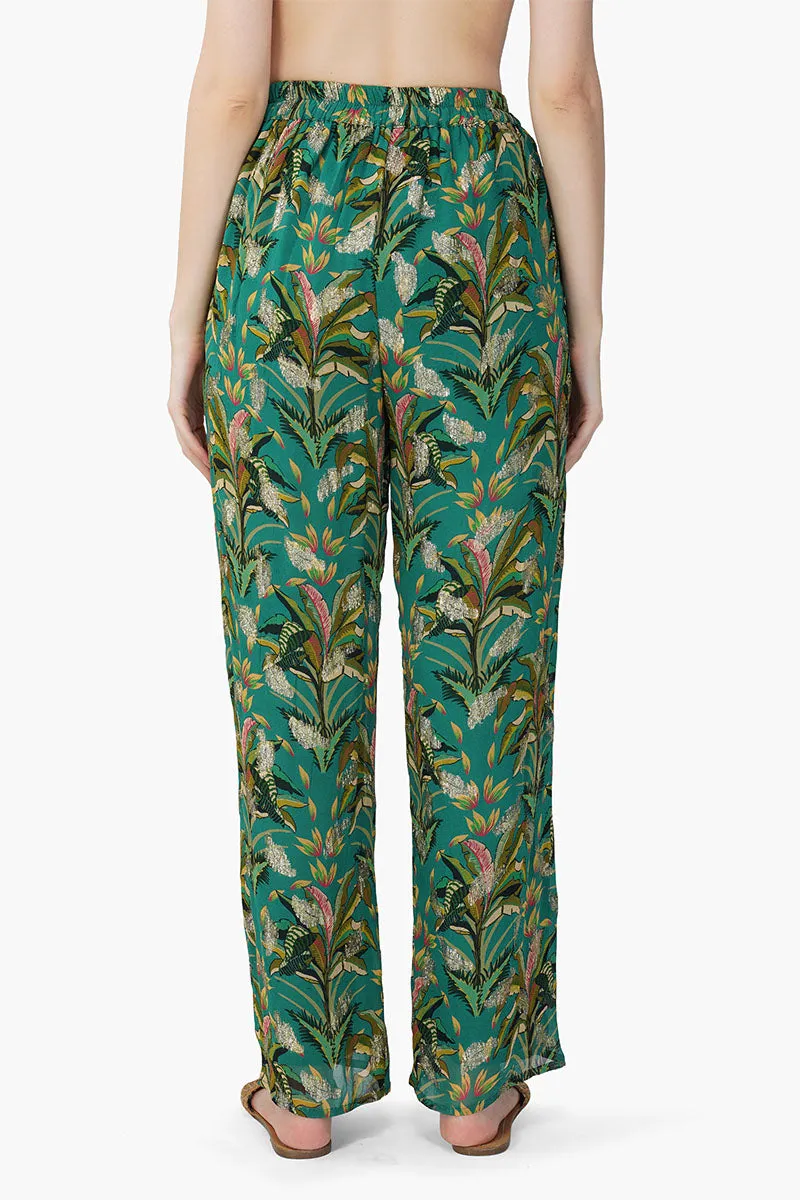 Tropical Ash Leaf Printed Pants