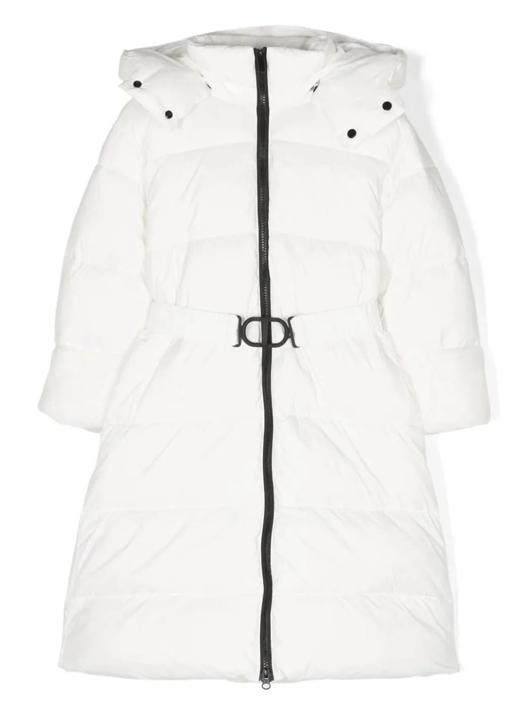 TWINSET Long puffer jacket with faux fur - 232GJ2111 White