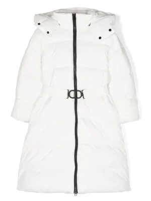 TWINSET Long puffer jacket with faux fur - 232GJ2111 White