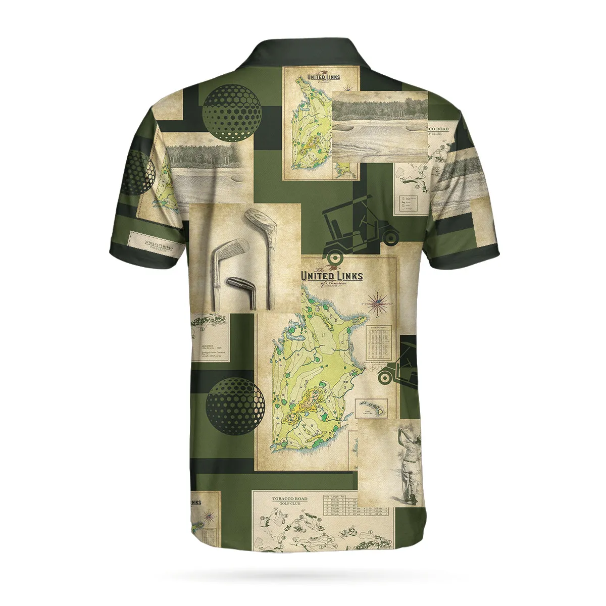 Vintage Golf Art All Over Print Polo Shirt, Vintage Golf Map And Sketch Polo Shirt, Best Golf Shirt For Men Coolspod