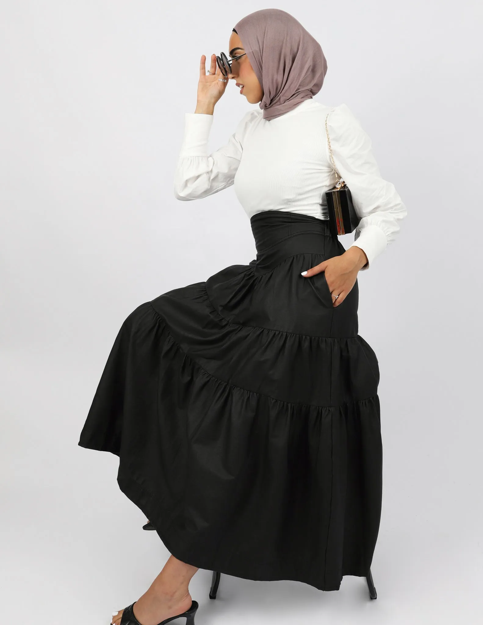 Wax Tiered Skirt