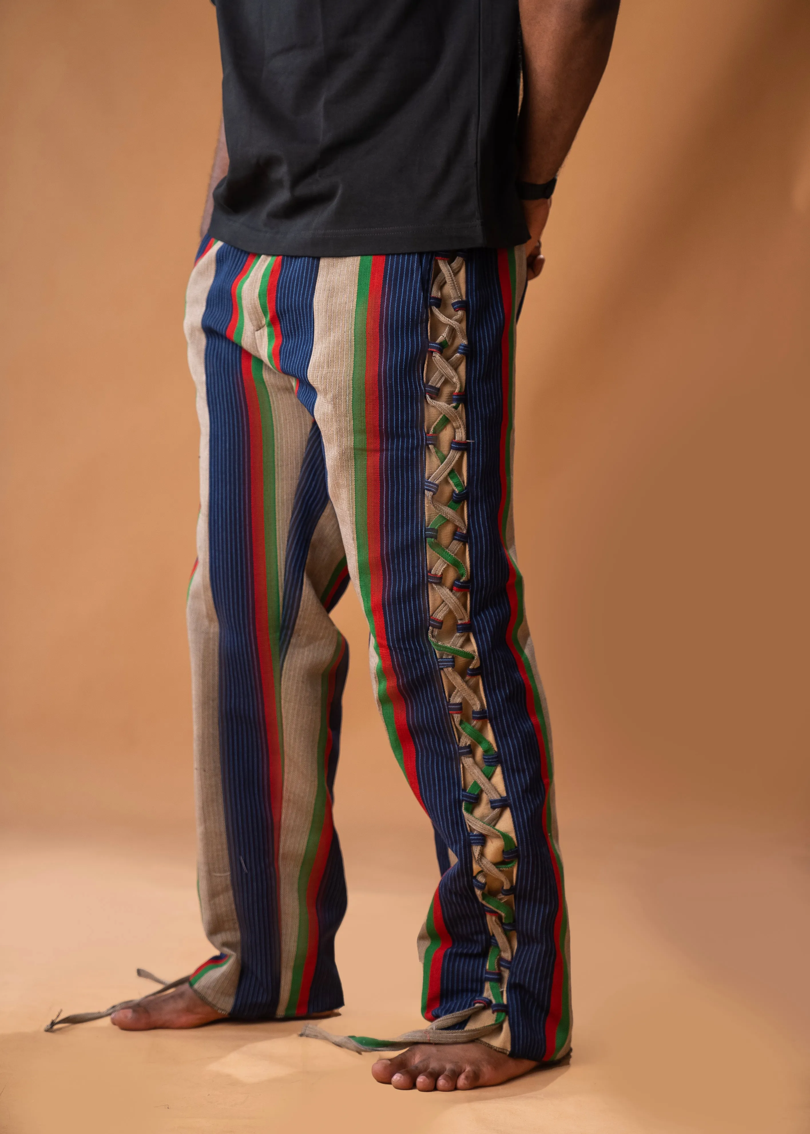 Wide-leg trousers in Aso Oke Ft Front pockets & Rear Pockets