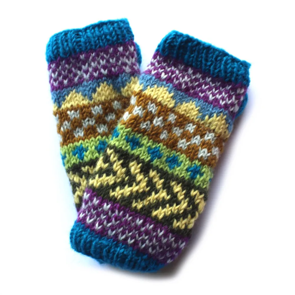 winter stripe wool wrist warmers