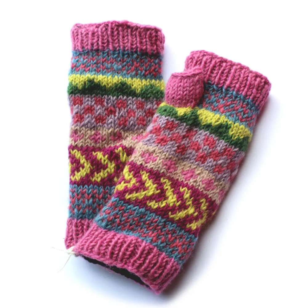 winter stripe wool wrist warmers