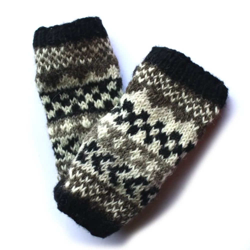 winter stripe wool wrist warmers