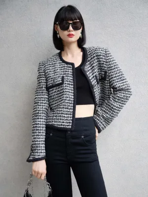 Wool Blend Tweed Crop Jacket