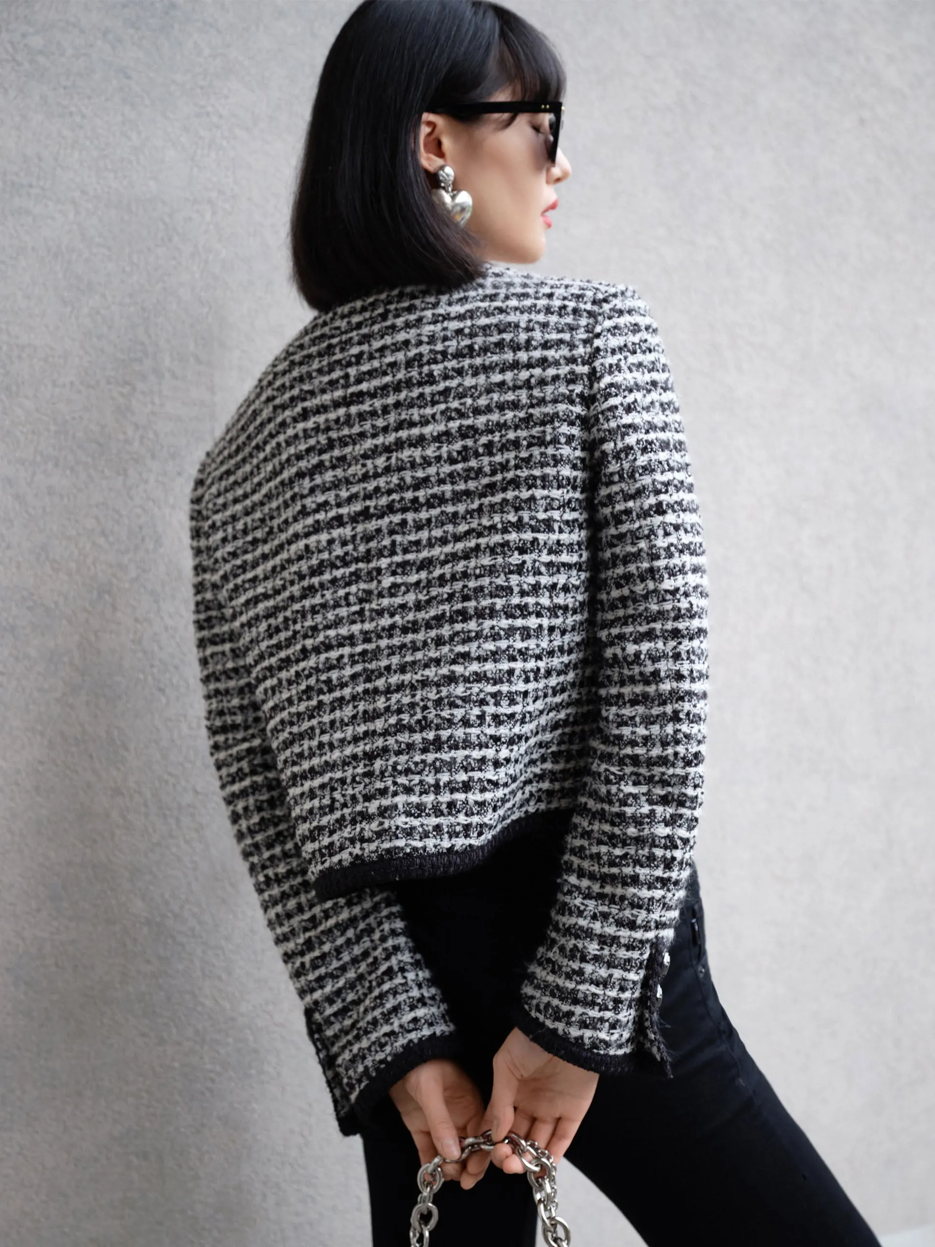 Wool Blend Tweed Crop Jacket