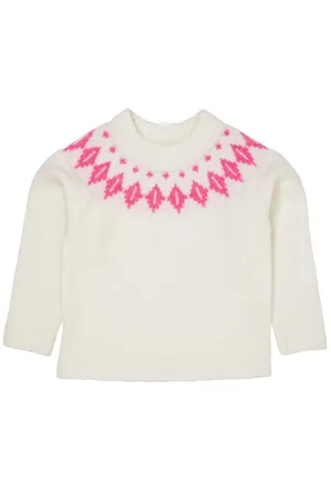 WOOL ICELAND BLOUSE - CREAM/BUBBLEGUM COMBI