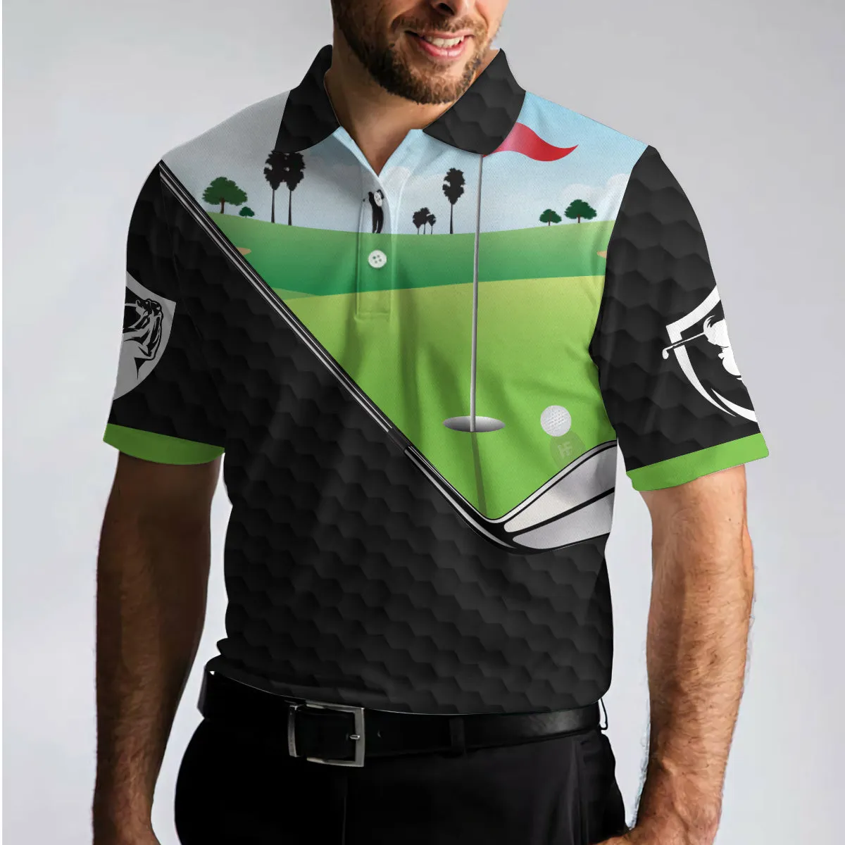 Yes I Do Have A Retirement Plan Golf Polo Shirt, Black Golf Pattern Green Golf Course Polo Shirt, Best Golf Shirt For Men Coolspod