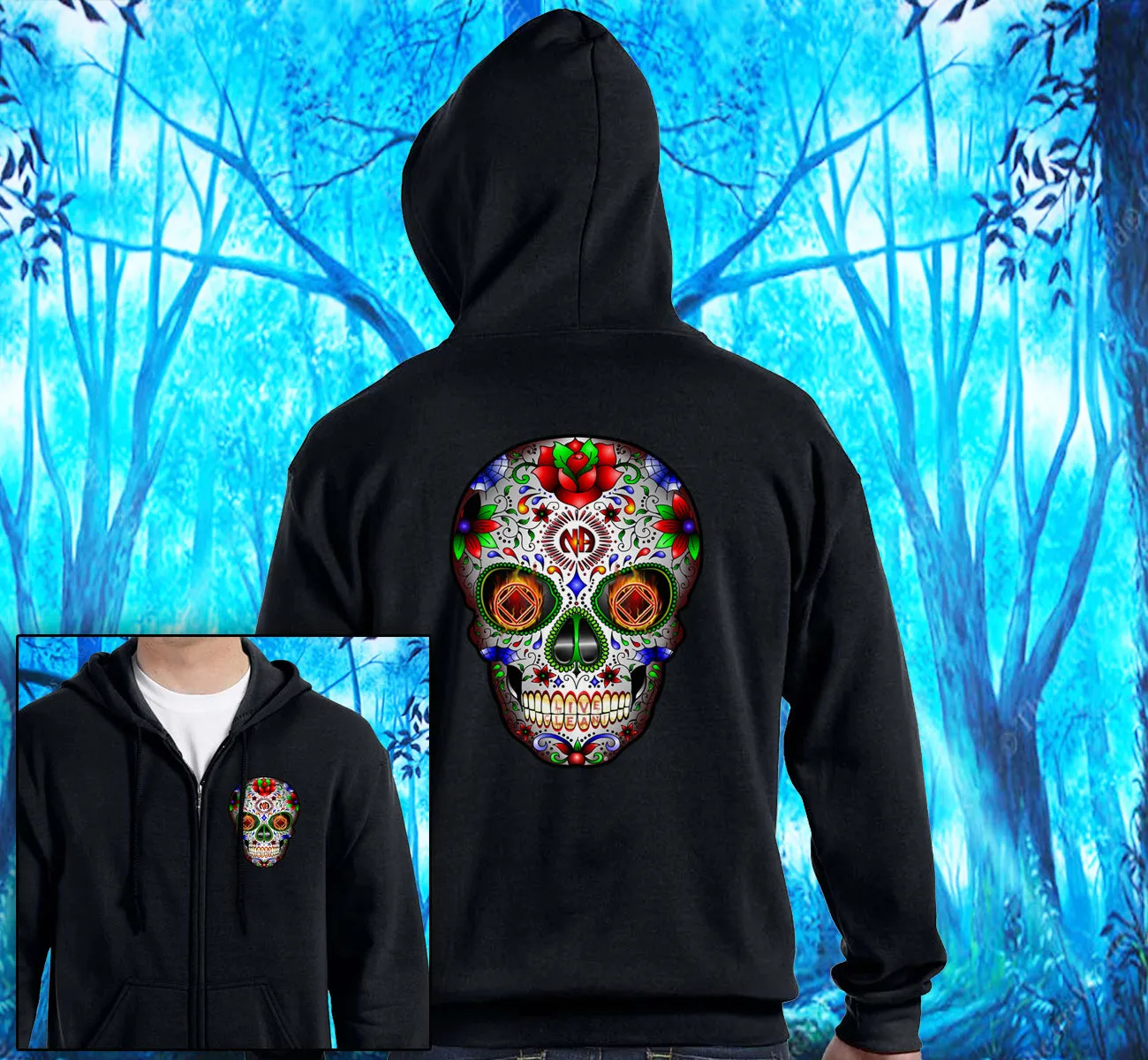 Zip-Up - Sugar Skull Zip-Up Hoodie